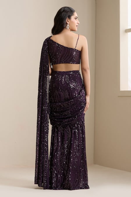 Chaashni By Maansi And Ketan Pre-Stitched Saree With Embellished Blouse 