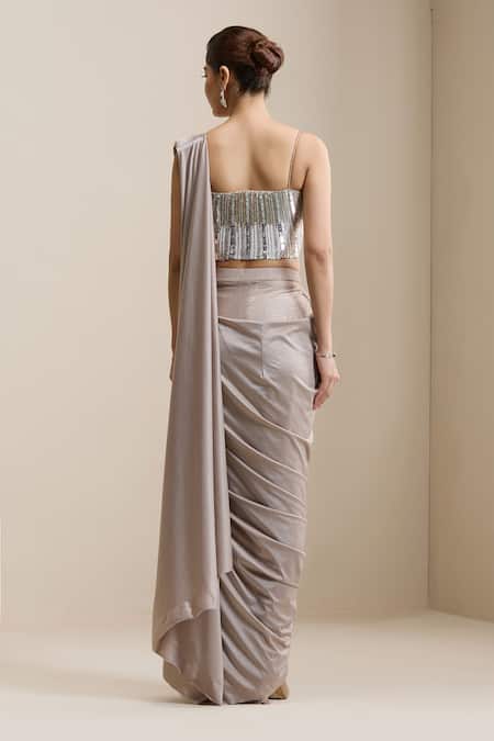 Chaashni By Maansi And Ketan Pre-Draped Pant Saree With Embellished Blouse 