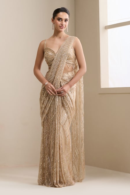 Chaashni By Maansi And Ketan Pre-Stitched Saree With Embellished Blouse 