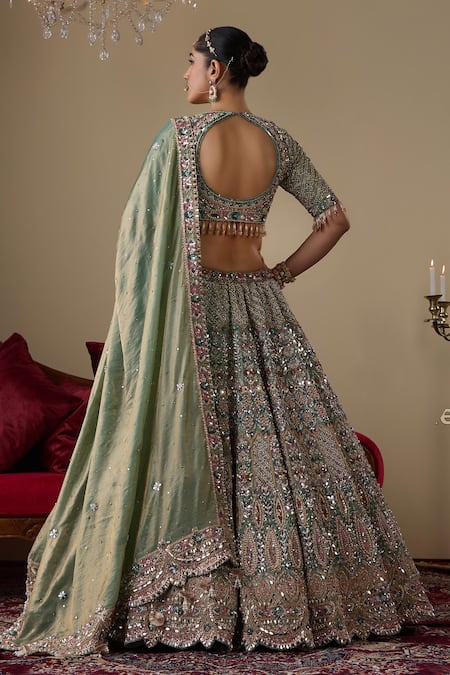 Chaashni By Maansi And Ketan Thread Embellished Bridal Lehenga Set 