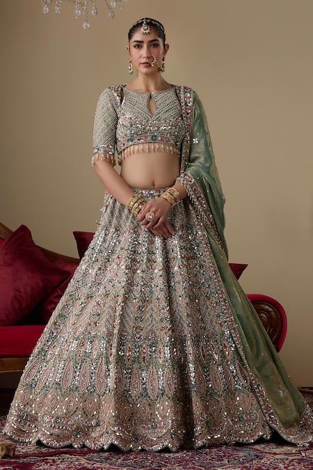 Chaashni By Maansi And Ketan Thread Embellished Bridal Lehenga Set 