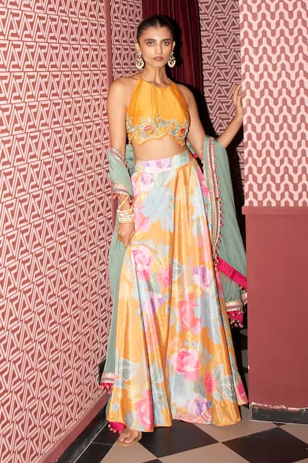 Rishi and Vibhuti Boho Bloom Print Skirt Set