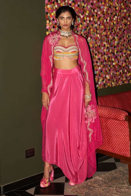 Rishi and Vibhuti Embroidered Cape Skirt Set