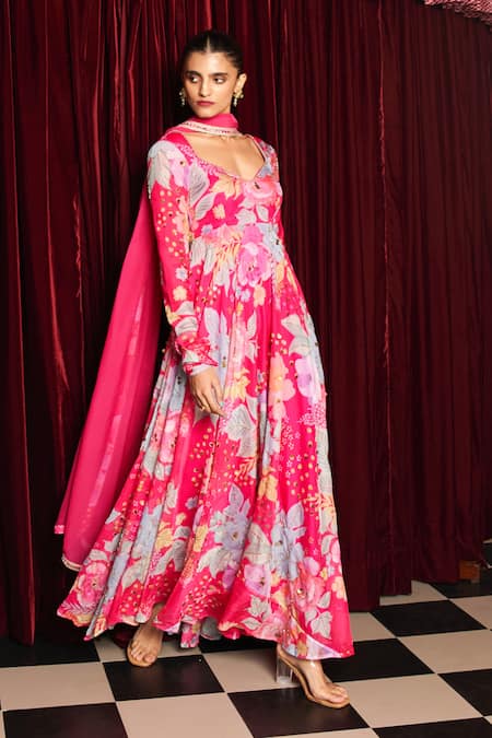 Rishi and Vibhuti Rani Rush Printed Anarkali With Dupatta 