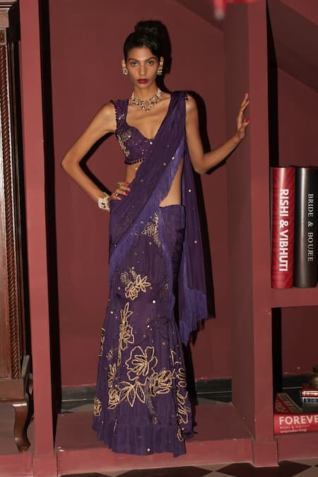Rishi and Vibhuti Purple Organza Beads, Sequins, Embroidery Sweetheart Neck Majestic Skirt Set Online at Aza Fashions Rishi and Vibhuti_Purple Organza Beads, Sequins, Embroidery Sweetheart Neck Majestic Skirt Set _Online_at_Aza_Fashions