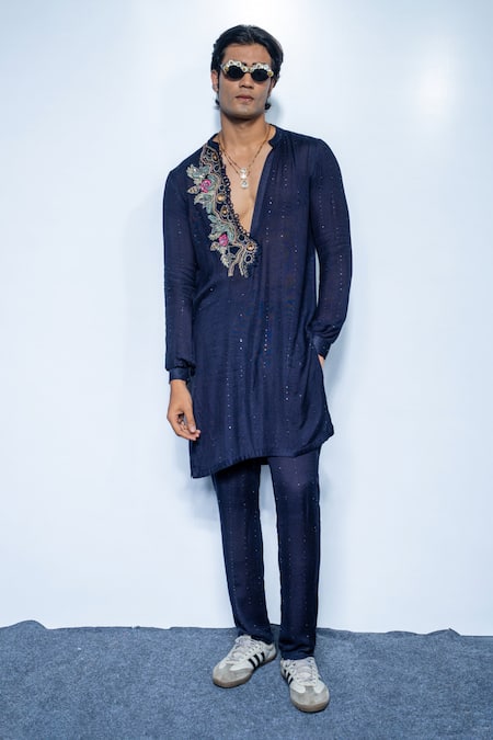 Rishi and Vibhuti Indie Imprium Placement Embroidered Kurta Set 