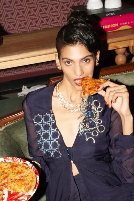 Buy Rishi and Vibhuti Blue Organza Embroidery, Metallic Thread, Beads Navy Noor Jacket And Gharara Set Online at Aza Fashions Buy_Rishi and Vibhuti_Blue Organza Embroidery, Metallic Thread, Beads Navy Noor Jacket And Gharara Set _Online_at_Aza_Fashions