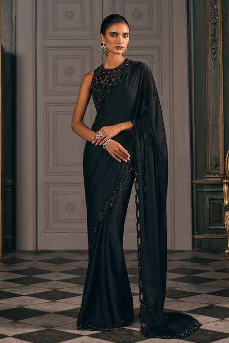Studio22 By Pulkita Arora Bajaj Skynoir Cutwork Saree & Hand Embroidered Blouse 