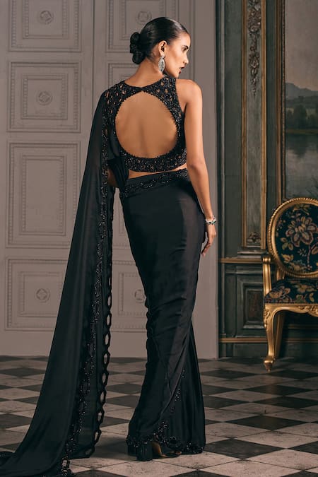 Studio22 By Pulkita Arora Bajaj Skynoir Cutwork Saree & Hand Embroidered Blouse 