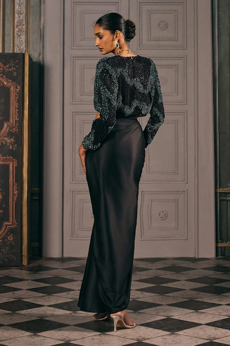 Studio22 By Pulkita Arora Bajaj Velora Cropped Jacket Sculpted Inner & Draped Skirt 