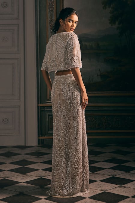 Studio22 By Pulkita Arora Bajaj Etoile Embellished Geometric Skirt Blouse & Jacket Set 