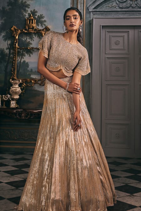 Studio22 By Pulkita Arora Bajaj Astra Shimmer Hand Embroidered Sequin Lehenga Set 