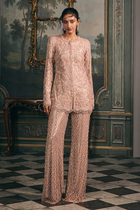 Studio22 By Pulkita Arora Bajaj Aurelia Tonal Embroidered Indo-Western Kurta & Pant Set 