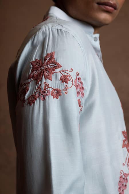 Buy Vaani Beswal Sky Blue Muslin Embroidery Gulbahar Floral Kurta Buy_Vaani Beswal_Sky Blue Muslin Embroidery Gulbahar Floral Kurta