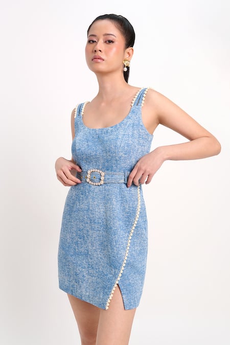 Verano By Tanya Aspen Denim Short Dress With Belt 