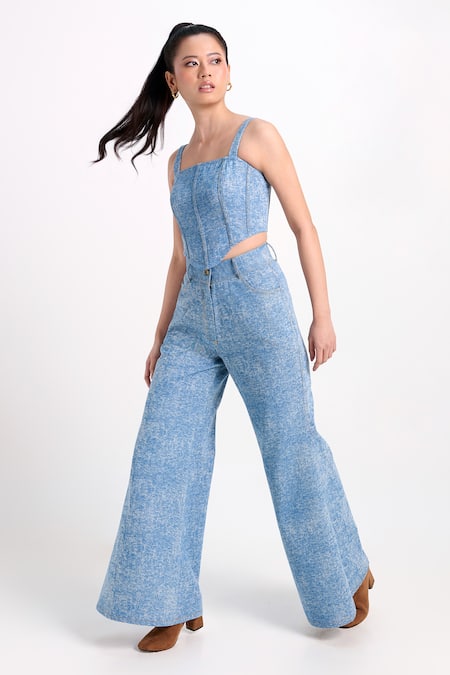 Buy_Verano By Tanya_Blue Denim Square Neck Aspen Corset _Online_at_Aza_Fashions