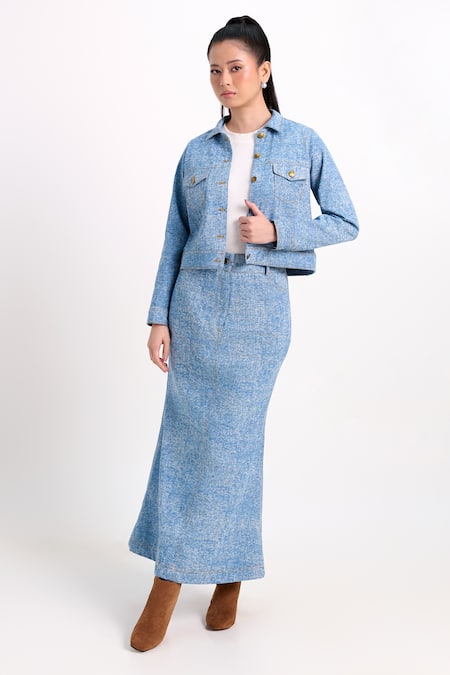 Buy_Verano By Tanya_Blue Denim Collared Aspen Jacket _Online_at_Aza_Fashions