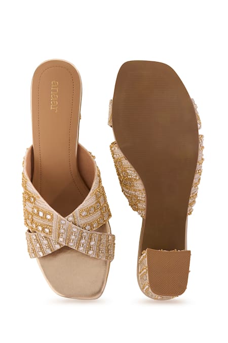 Anaar Wabi Sabi Zari Mirror Embellished Heels 