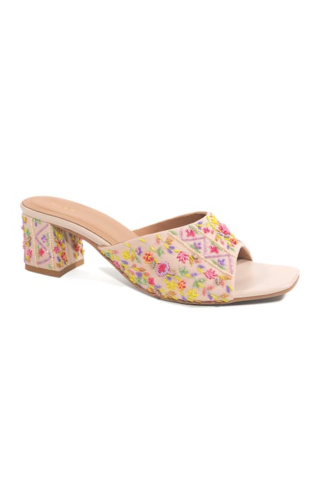 Buy_Anaar_Multi Color Embroidery, Beads Spring Song Floral Heels _Online_at_Aza_Fashions