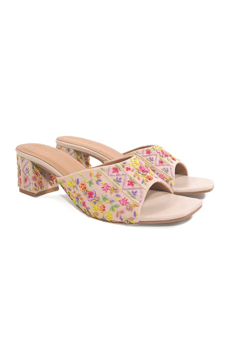 Buy_Anaar_Multi Color Embroidery, Beads Spring Song Floral Heels 