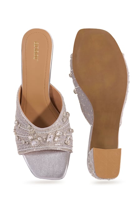 Anaar Lady Opalite Cutdana Embellished Block Heels 