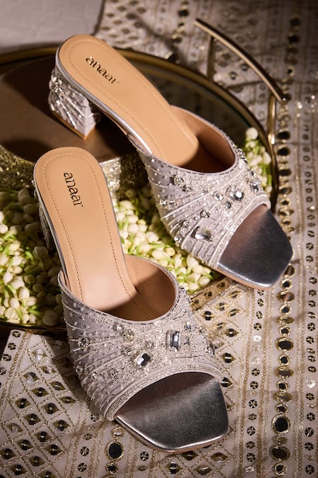 Anaar Lady Opalite Cutdana Embellished Block Heels 