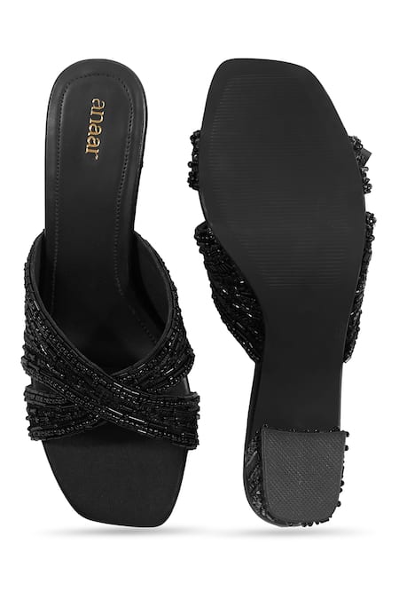 Anaar Calcutta Club Cutdana Embellished Block Heels 