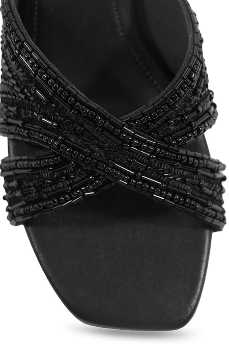 Shop_Anaar_Black Beads, Sequins, Stones Calcutta Club Cutdana Embellished Block Heels 