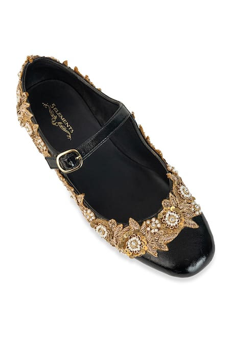 Buy_5elements_Black Vritika Mary Janes Juttis _Online_at_Aza_Fashions