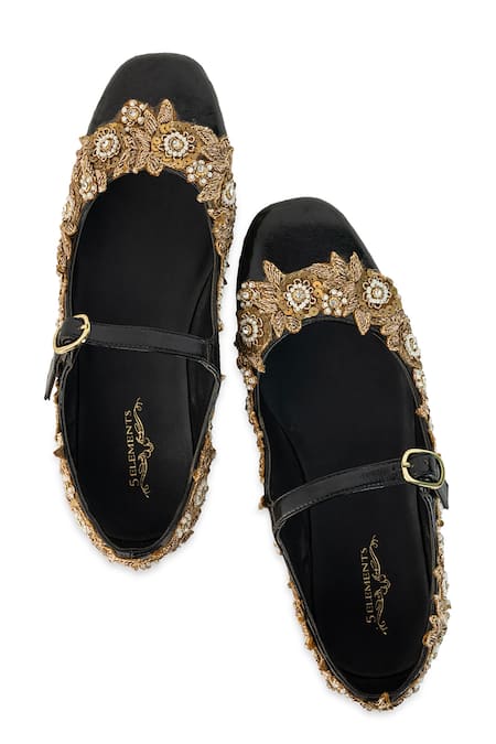 Shop_5elements_Black Vritika Mary Janes Juttis _Online_at_Aza_Fashions