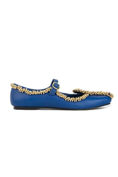 5elements Cobalt Lavika Beadwork Juttis Online at Aza Fashions 5elements_Cobalt Lavika Beadwork Juttis _Online_at_Aza_Fashions