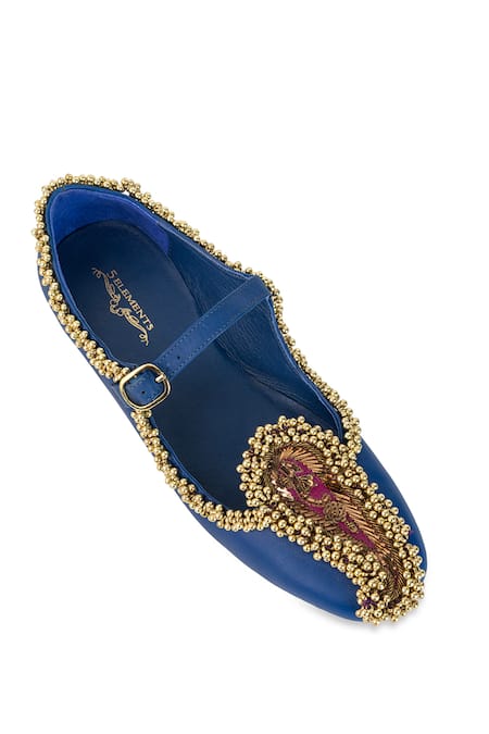 Buy 5elements Cobalt Lavika Beadwork Juttis Online at Aza Fashions Buy_5elements_Cobalt Lavika Beadwork Juttis _Online_at_Aza_Fashions