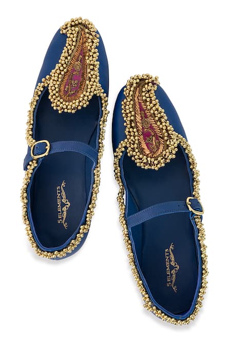 5elements Cobalt Lavika Beadwork Juttis at Aza Fashions 5elements_Cobalt Lavika Beadwork Juttis _at_Aza_Fashions