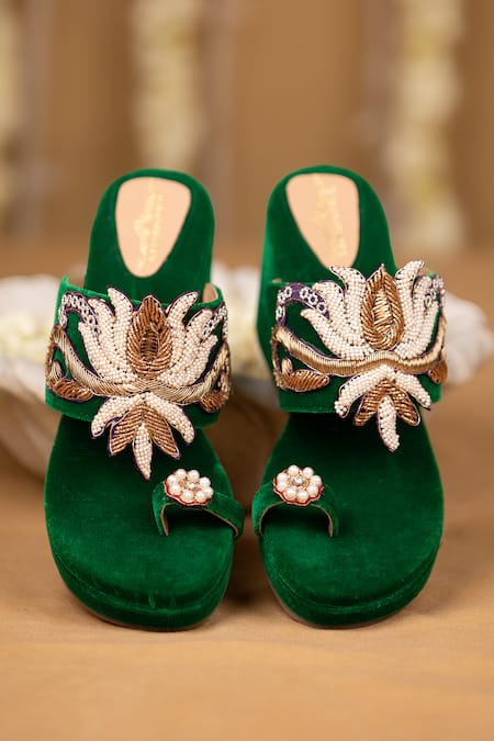 5elements Reya Velvet Hand Embellished Wedges