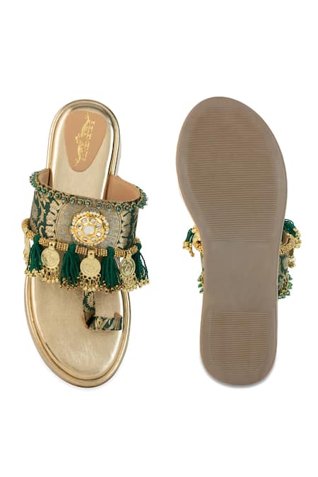 5elements Elisha Brocade Mirror & Coin Embellished Wedges