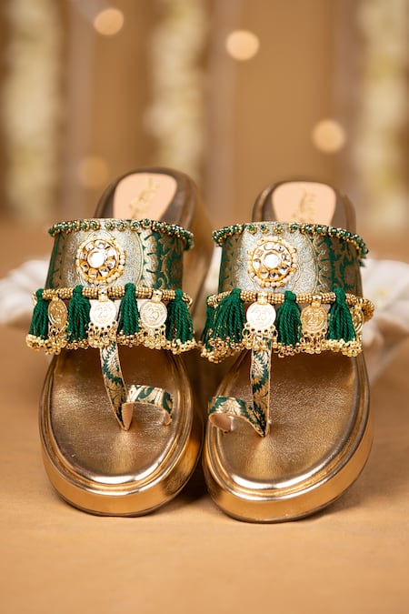 5elements Elisha Brocade Mirror & Coin Embellished Wedges