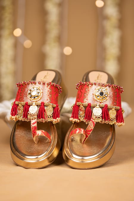 5elements Nivara Brocade Mirror Work Wedges