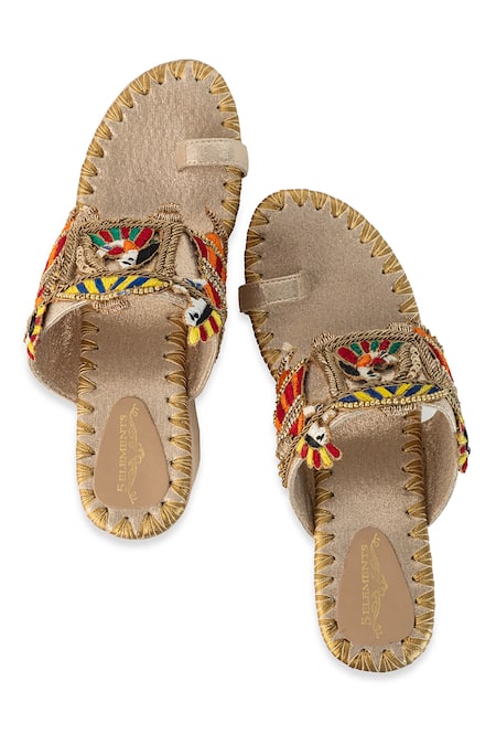 Shop_5elements_Gold Embroidery, Sequins, Metallic Thread Vihara Hand Wedges _Online_at_Aza_Fashions