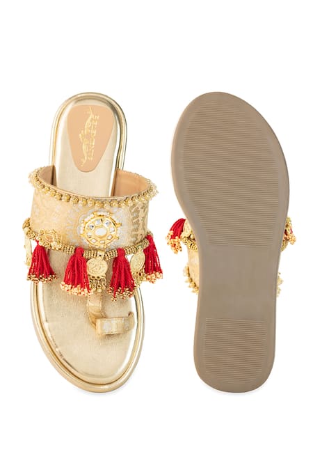 5elements Kaira Embroidered Mirror & Tassel Wedges