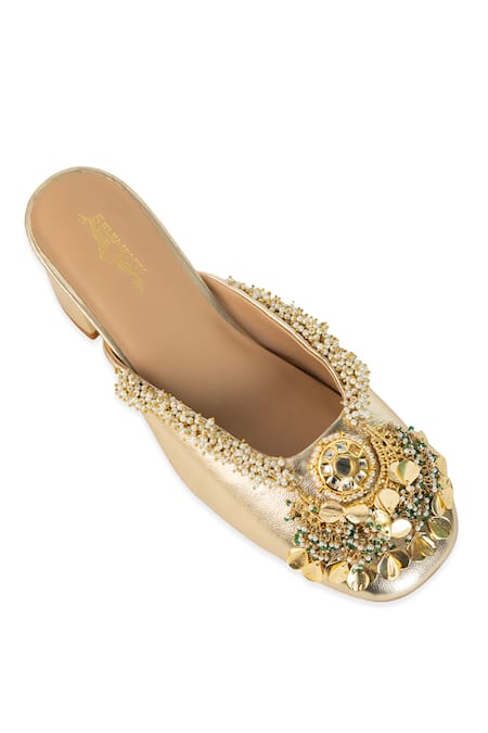Buy_5elements_Gold Pearls, Beads, Stones Rehaya Embellished Heels _Online_at_Aza_Fashions