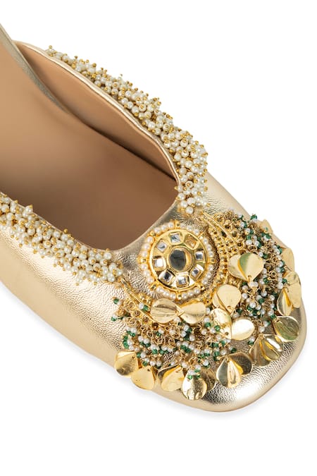 Buy_5elements_Gold Pearls, Beads, Stones Rehaya Embellished Heels 
