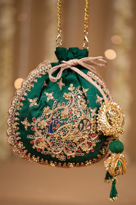 5elements Ruvika Embroidered Peacock Potli Bag 