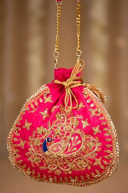 5elements Ruvika Peacock Embroidered Potli Bag  