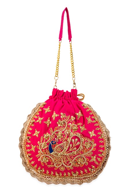5elements Ruvika Peacock Embroidered Potli Bag  