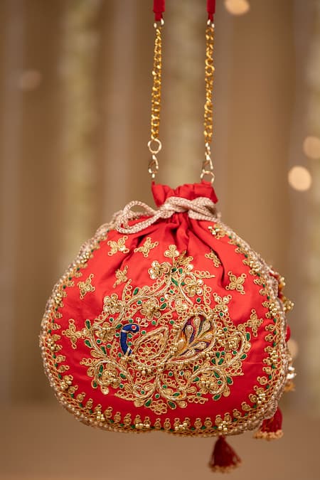 5elements Ruvika Peacock Embroidered Potli Bag  