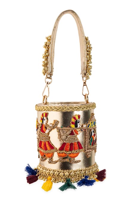 5elements Kashvi Embroidered Tassel Potli Bag 