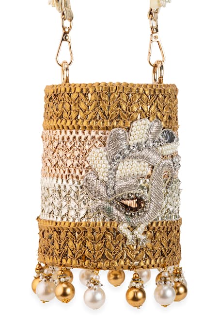 Shop_5elements_Gold Beads, Pearls, Tassels Rithvika Embellished Potli Bag 