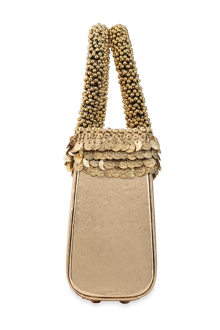 Buy_5elements_Gold Beads, Sequins Swarna Beaded Handle Handbag _Online_at_Aza_Fashions