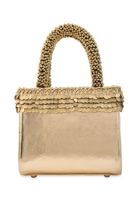 Shop_5elements_Gold Beads, Sequins Swarna Beaded Handle Handbag _Online_at_Aza_Fashions