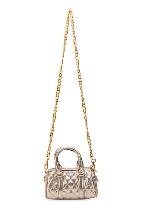 5elements_Silver Pritha Quilted Pattern Handbag  _Online_at_Aza_Fashions